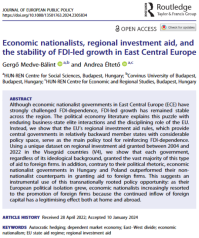 New Publication: Economic nationalists, regional investment aid, and the stability of FDI-led growth in East Central Europe