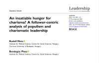 Új publikáció: An insatiable hunger for charisma? A follower-centric analysis of populism and charismatic leadership